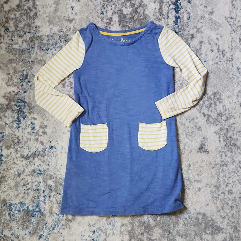 Mini Boden Blue and Yellow Striped Kids Dress